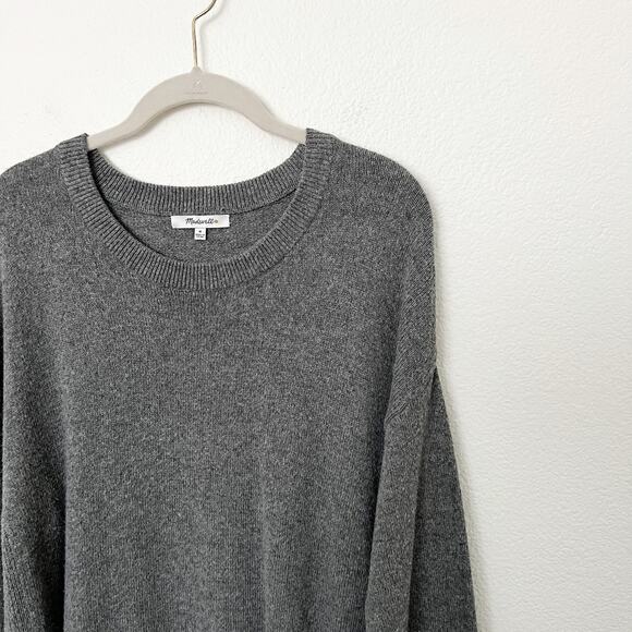 [Madewell] Charcoal Gray Tie Cuff Crew Neck Cotton Blend Sweater Size Medium M - Picture 7 of 12